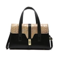 Vintage crossbody bag for women featuring black snakeskin pattern and gold hardware - Black Khaki