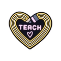 DIY heart-shaped silicone bead with pink TEACH text for teacher-themed jewelry and craft making - Teach Heart Pencil