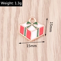 Kerstcadeau bedeltje van legering in rood en groen emaille, 15mm voor DIY sieraden - Cadeaudoos Hanger (YD1325)