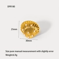 Detailed view of 18K gold plated shell ring with pearls including size and weight specs - Pearl Shell Style (DFR180)