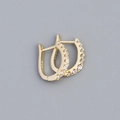 Elegant gold U-shape hoop earrings with single row clear gemstones for women - Golden Color (White Zirconia)