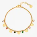 Golden butterfly bracelet in stainless steel with colorful zircon stones and lobster clasp - Gold Color Multicolored Zirconia