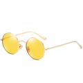Retro runde polarisierte Sonnenbrille mit gelben Gläsern und goldenem Metallgestell - Goldener Rahmen Gelbe Gläser C5
