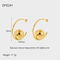 Detail view of 16K gold earrings showing 40mm diameter and 18.2mm ball size specifications - Ball Pendant (DFE241) / Gold