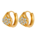Golden triangular hoop earrings with cluster crystal rhinestones in a polished finish - Geometric Triangle Rhinestone Style (X879)