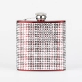 Portable 6oz stainless steel hip flask covered in sparkling red and silver rhinestones - 6oz / Painted Red Full Rhinestone 180ml