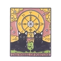Tarot The Wheel of Fortune enamel pin with black cats and stars in pink sky - The Wheel of Fortune (XZ6445)