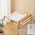 Solid wood hanging cat bed with white plush cushion for window and furniture mount - Upgraded Style D / White Plush