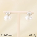 Minimalist silver bow-shaped stud earrings with double sphere design and polished finish - Round Buckle Spherical Style (Style C Silver KE115685-GC)
