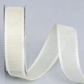 Cream wavy edge faux linen mesh ribbon roll for DIY Christmas bows and wreaths - 2.5cm Wide / Champagne
