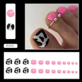 Unghie finte per piedi rosa Barbie con motivo a mucca, set da 24 pezzi per donna - Mucca Ragazza Dolce (F111) [Tipo di Colla]