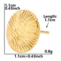 Macro shot of gold round earrings with ripple texture and measurement details - Round Fingerprint Wave-Gold