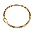 Dettaglio catena groumette dorata lucida con elegante chiusura a moschettone industriale - Collana Tutto Oro