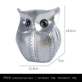 Silver resin owl statue with hollow texture and detailed dimensions for home decor - Silver Polka Dots