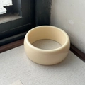 Minimalist wide geometric resin bangle in creamy ivory finish with high gloss - Solid Cream White