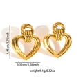 Detailed size specifications for gold heart earrings with nested rings and hollow design - Gold Triple Ring Heart Drop Earrings