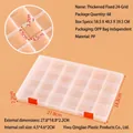 Transparent 24-compartment PP plastic organizer box with two secure orange buckles - Thickened Fixed 24-Compartment (27.8x18.8x2.2cm)