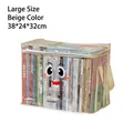 Large transparent PVC book storage bag with beige handles and cute cartoon face - Large / Smile-Cream White