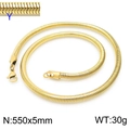 Golden 550mm stainless steel snake chain necklace with 5mm width and lobster clasp - Gold (KN203811-Z)