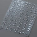 Autocollants 3D pour ongles cœur argenté avec texture métallique modèle M-012 - Contours de Cœur - Argent (M-012-Argent)