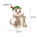 Kerst sneeuwpop broche met wit emaille, rode sjaal en kleurrijke kristallen kralen - Skiënde Sneeuwpop (B189-A)