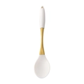 White silicone cooking spoon with elegant gold handle and convenient hanging hole - Small Soup Spoon / White