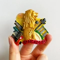 3D resin Singapore fridge magnet souvenir featuring Merlion and Marina Bay Sands - (104) Golden Singapore Merlion