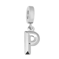 Polished silver stainless steel alphabet charm in P shape for DIY jewelry making - Letter P