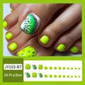 Fluorescent yellow kiwi fruit themed press-on toe nails with glitter and fruit patterns - JY103-B7 Fresh Kiwi Fruit