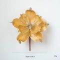 Flor de magnolia artificial dorada de 22cm con lentejuelas para decoración de Navidad - Dorado