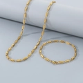 Elegante set collana e bracciale in oro con maglie ovali a trama a spirale - Bracciale 20cm (8 pollici) / Oro