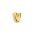 Boucle d'oreille en forme de cœur bombé en acier inoxydable plaqué or 18 carats poli - Lettre V / Or