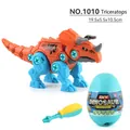 DIY assembly orange Triceratops dinosaur toy with blue egg and plastic screwdriver - Triceratops (Egg Pack) + Screwdriver