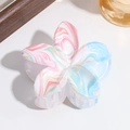 Detail of floral hair claw clip with pink and blue gradient marble texture finish - Gradient Pink Blue
