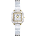 Reloj de pulsera GEDI cuadrado con textura de mármol y caja dorada para mujer retro - Patrón de mármol blanco