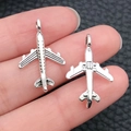 Ciondoli a forma di aereo in argento per braccialetti fai-da-te e design di gioielli - Aereo 15x23mm / Argento Tibetano