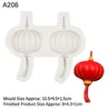 White silicone mold for Chinese lantern shapes with tassel details and a red sample - 1#--Lantern Shape / Gray
