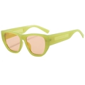 Stylische limettengrüne Y2K Sonnenbrille mit pfirsichrosa Gläsern im Cat-Eye Rahmen - Gelee Grün C04