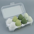 8-piece set of green gradient drop-shaped makeup sponges in a clear storage box - 8-Grid Transparent Green Series