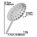 Detailed product dimensions for the geometric round stainless steel stud earrings - Honeycomb Oval Shape (D77) / Silver