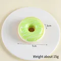Light green PU donut model toy with white glaze measuring 7cm in diameter and 3cm thick - 7cm Diameter, 3cm Height / Green