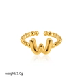 Adjustable 18K gold letter W ring with bubble bead band and polished finish - Letter W Style (T249_23)