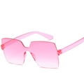 Pink gradient oversized rimless square sunglasses with integrated one-piece lens design - Dual-tone Pink