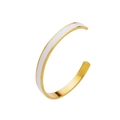 Detail van goudkleurige roestvrijstalen armband met wit emaille en gepolijste afwerking - Goud + Wit Dames