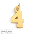 Golden number 4 charm pendant in 316L stainless steel for jewelry making 8x14mm - Number 4