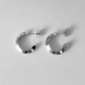 Premium silver stainless steel C-shaped hoop earrings featuring a 20mm diameter size - Thick C Style (NE93055) / 20mm / Steel