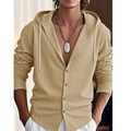 Dettaglio camicia con cappuccio a righe verticali kaki e coulisse bianca - S / Cachi