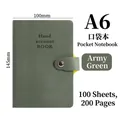 A6 army green faux leather pocket notebook with metal buckle and 200 lined pages - A6 Dark Green