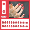 Red gradient almond press-on nails set with 24 glossy pieces for women manicure - Solid Red Pink (W1605)