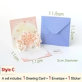 3D pop-up lily flower card set with pink floral design, light blue envelope and sticker - Style C-Blue Lily 3D Floral
